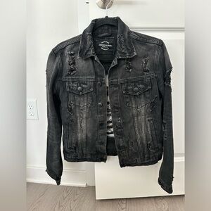 Distressed denim jacket